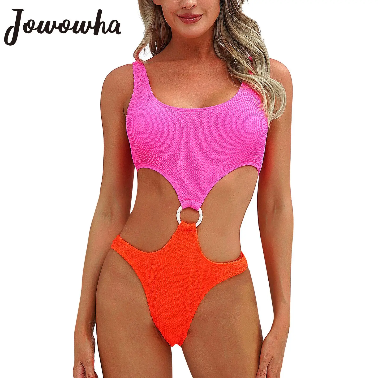

Женский слитный купальник с цветными блоками, трико без рукавов, купальник, комбинезон, купальный костюм, пляжная одежда