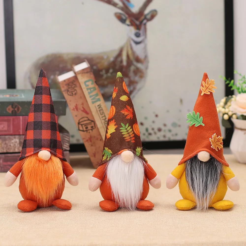 

Fall Decoration Pumpkin Maple Leaf Gnome Rudolph Faceless Dwarf Dolls Autumn Thanksgiving Day Gift for Kids Festival Home Decor