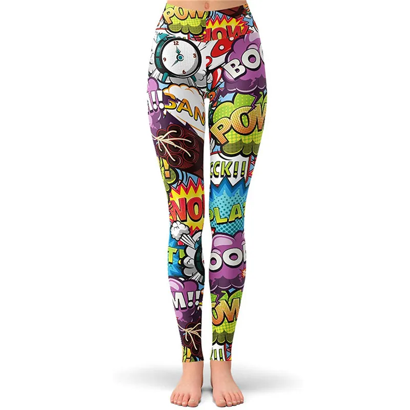 

Gym color print high waist stretch hip lift fitness yoga pants outdoor fashion hip lift leggings