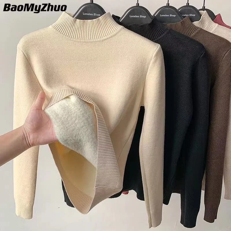 

Autumn Winter Basic Warm Turtleneck Sweater Vintae Alt Women Oversize Pullover Style Fasion Velvet Sweaters Tops