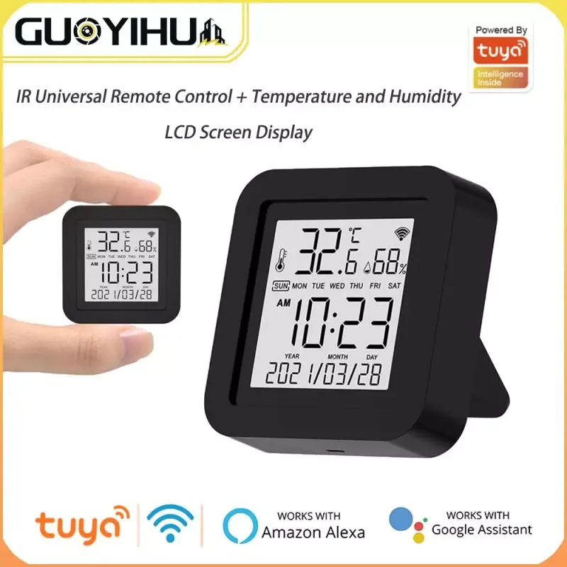 

WiFi 3 In 1 IR Remote Controller+Temperature And Humidity Sensor LCD Screen Display Works With Alexa Home