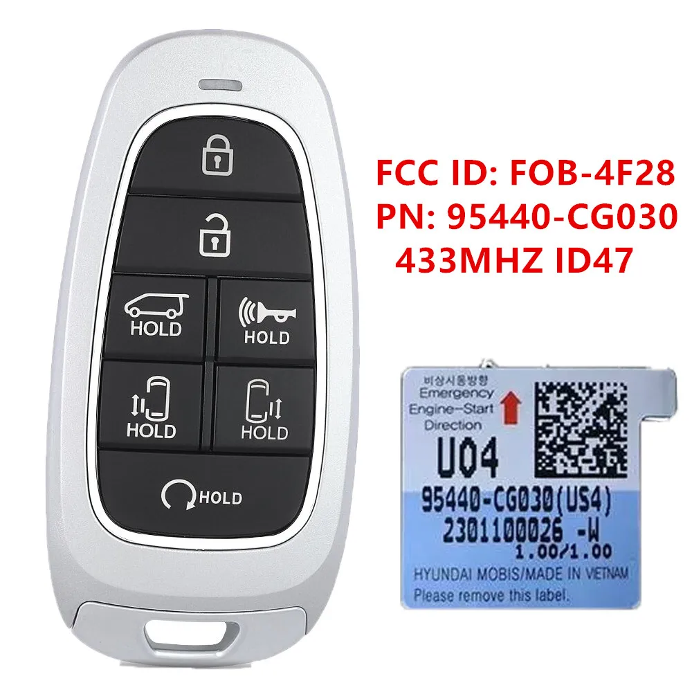 

Сменный смарт-брелок KEYECU, дистанционный ключ, 7 кнопок, 433 МГц, чип ID47 для Hyundai Staria 2022 95440-CG030 FOB-4F28