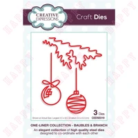 2022 arrival new christmas baubles and branch craft die metal cutting scrapbook diary diy decoration embossing template mould