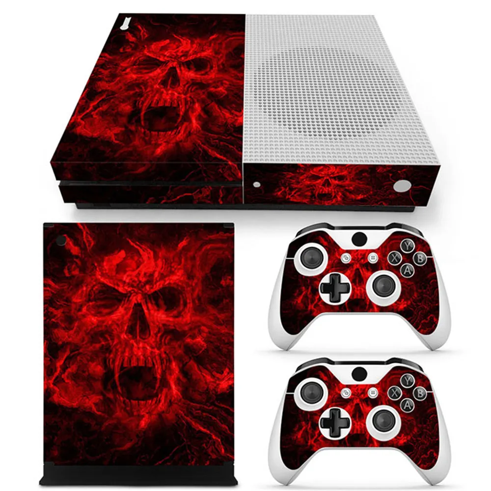 

Skin Sticker for Xbox One S Console Controller Decal Vinyl Cover red skull