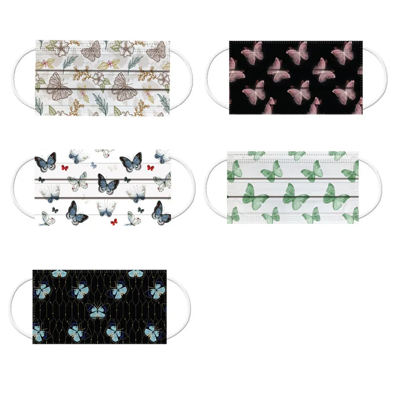 

50-300pcs Butterfly Mask Adult Face Mask 3-layer Disposable Protective Mask Masque Women Fashion Mascarillas