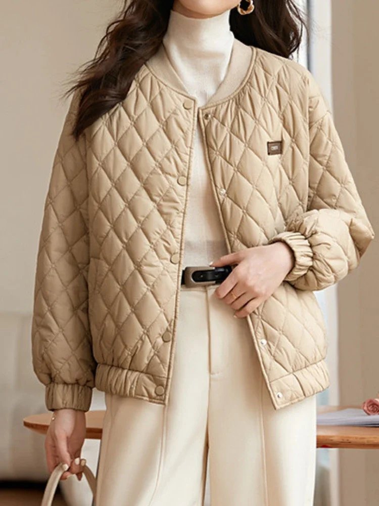 

Women's Jackets New in Winter Fashion Solid Color Coat Elegant Korean Version Round Neck Commuting Warm Parkas Women's Clothing