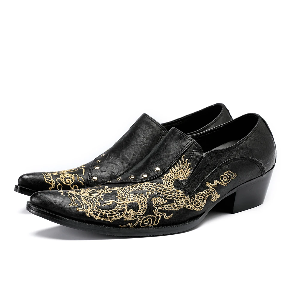 Мужские туфли-оксфорды с вышивкой из натуральной кожи |