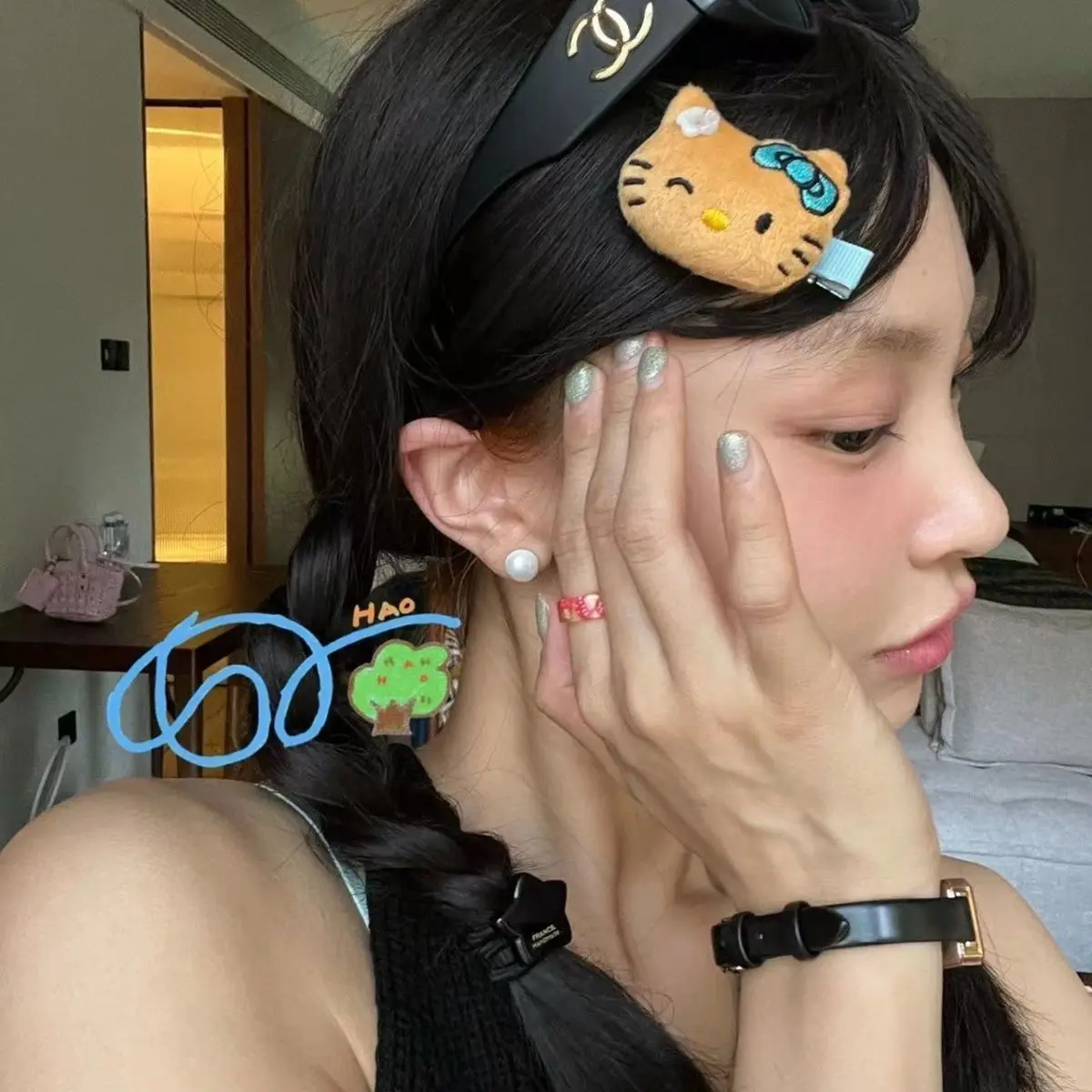 

Sanrio Hello Kitty Hair Bands Cute Cartoon Girls Basic Simple Elastic Headband Hair Ropes Ties Hair Accessories Ponytail Holder