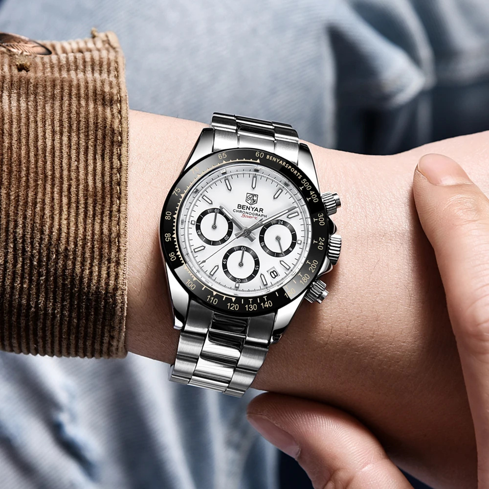 Relojes Hombre 2021 BENYAR новые мужские кварцевые часы модные повседневные трехглазные