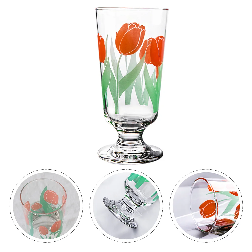 

1pc Tulip Glass Stemware Pastoral Style Cup Retro Beverage Cups