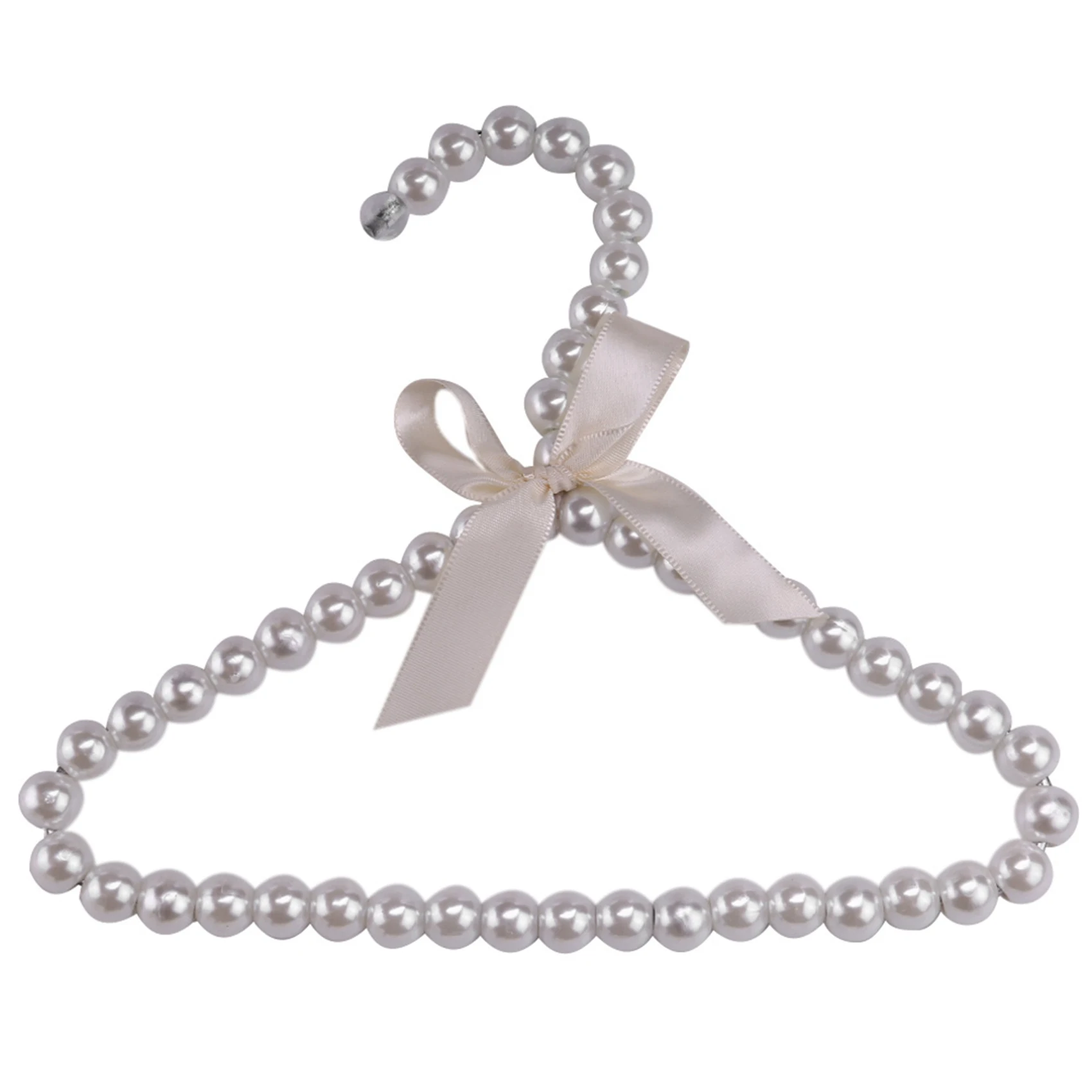 

10Pcs Pearl Beaded Clothes Pants Hanger Trousers Dress Holder with Bowknot White