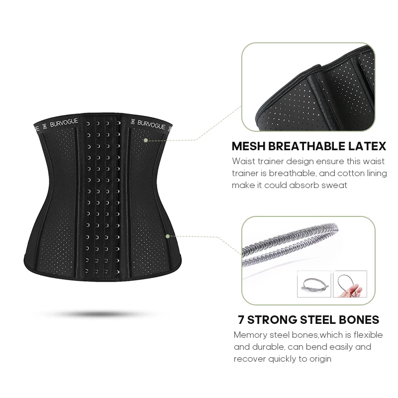 Burvogue Waist Trainer for Women Latex Underbust Bustiers Mesh Corsets Sports Waist Trimmer Belt Hourglass Control Body Shaper