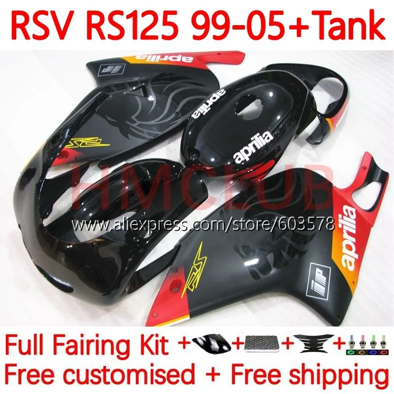 

RS125R For Aprilia RS 125 RS4 RS-125 RS125 1999 2000 2001 2002 2003 2005 RSV125 99 01 02 03 04 05 Fairing 155No.55 glossy black