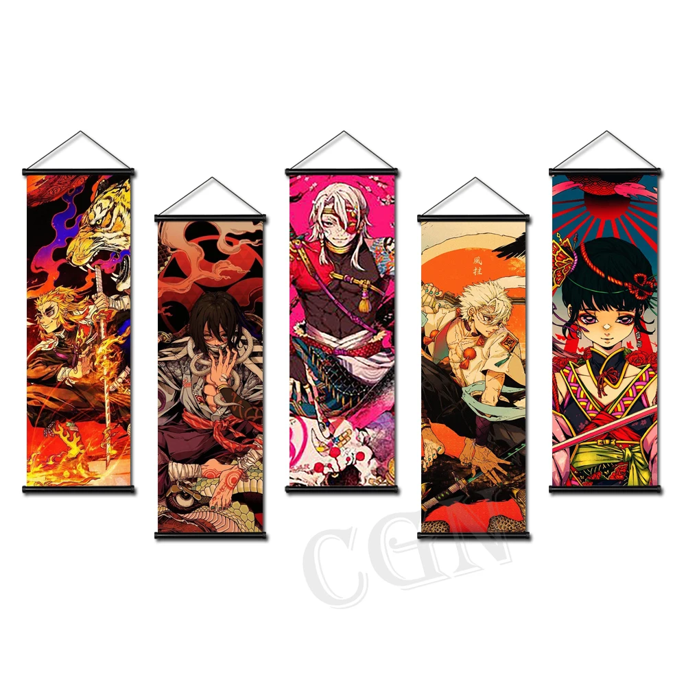 

Настенная картина с изображением рассекающего демонов киметасу No Yaiba, подвесные аниме свитки, холст, картина, плакат, гостиная, спальня, дома...