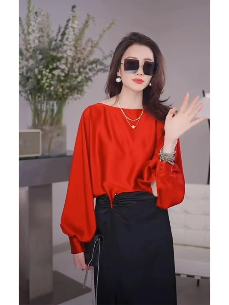 Powerful Women's Dress High end Exquisite French Royal Sister Red Top Half Dress Two Piece Summer Set