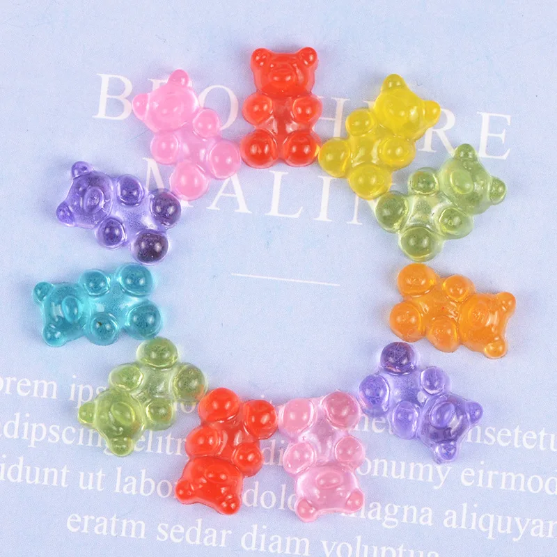10pcs Gummy Bear Flat Back Resin DIY Craft Material For Decoration Jewelry Making Supplies Pendant Nail Earring Accessories 3D