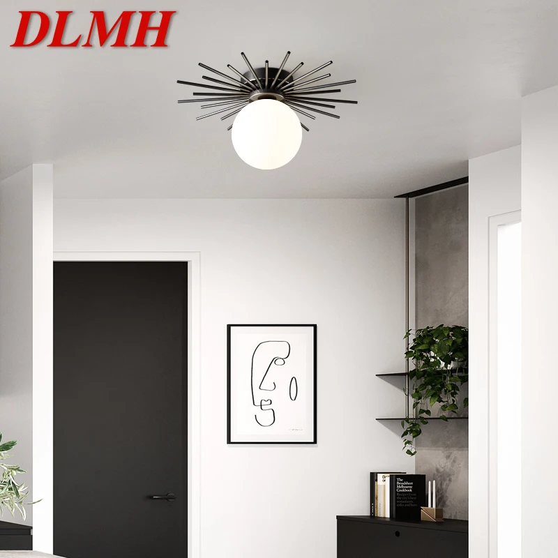 

DLMH Contemporary Brass Ceiling Light Nordic Simple Creative Copper Lamp Fixtures Home For Stairs Aisle Decor