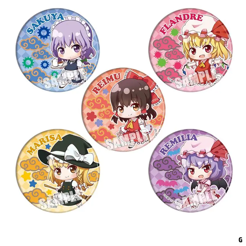 

Anime Touhou Project Sakuya Flandre Reimu 58mm Figure Badge Round Brooch Pin Gifts Kids Collection Toy 2154