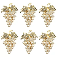 6pcs golden grape napkin ring pearl rhinestone napkin holder exquisite and elegant wedding hotel decoration table napkin buckle