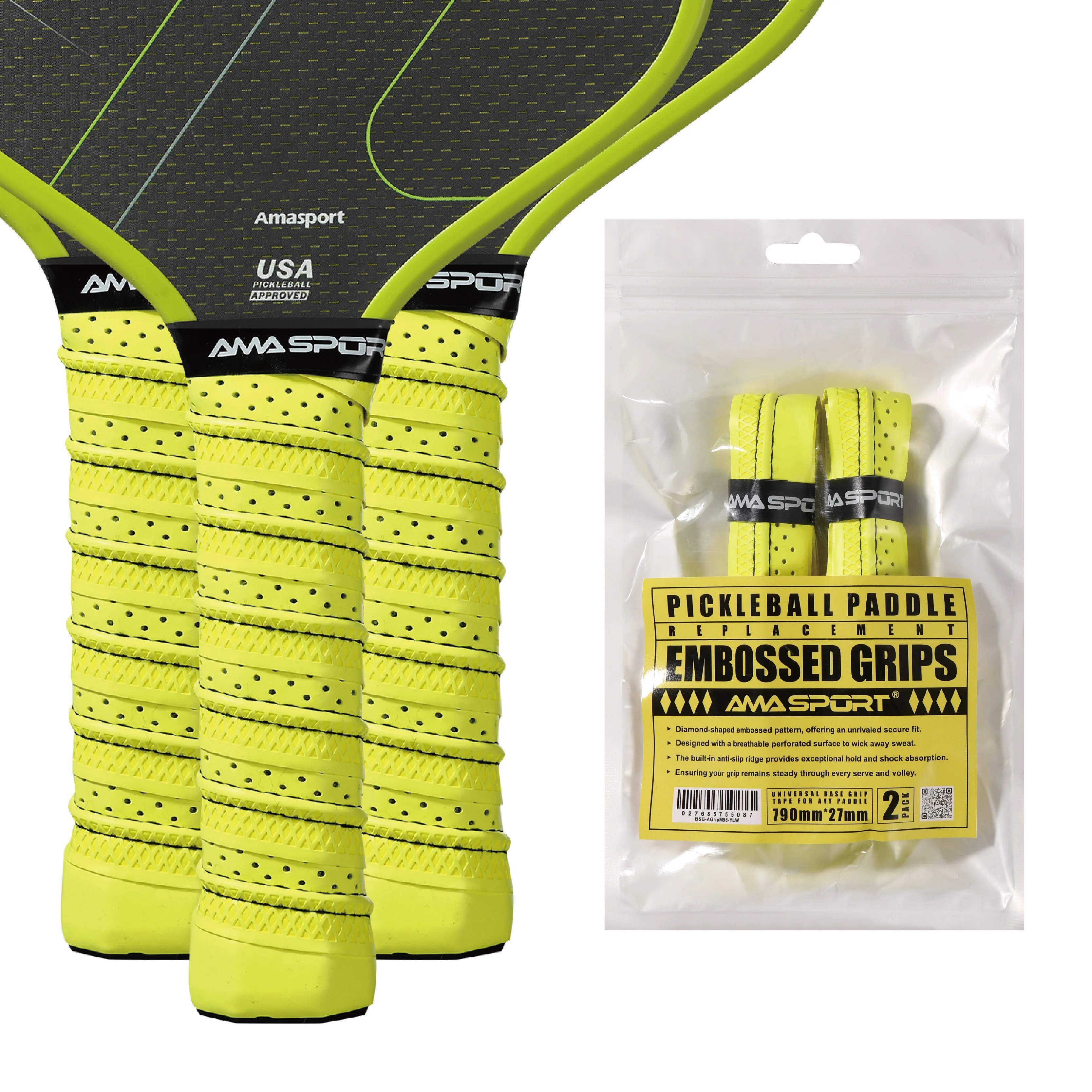 Фото Лента для захвата Pickleball AMASPORT Мягкая и прочная, впитывающая пот лента для захвата Pickleball — простота в использовании и простота установки №2