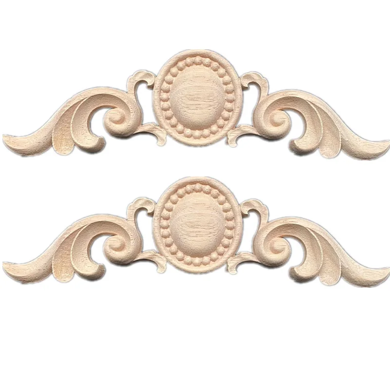 2PCS 26-33cm Wood Carved Appliques Corner Onlay Furniture Decal Wall Vintage Decor Door Headboard Dresser Cabinet Bed Stairs