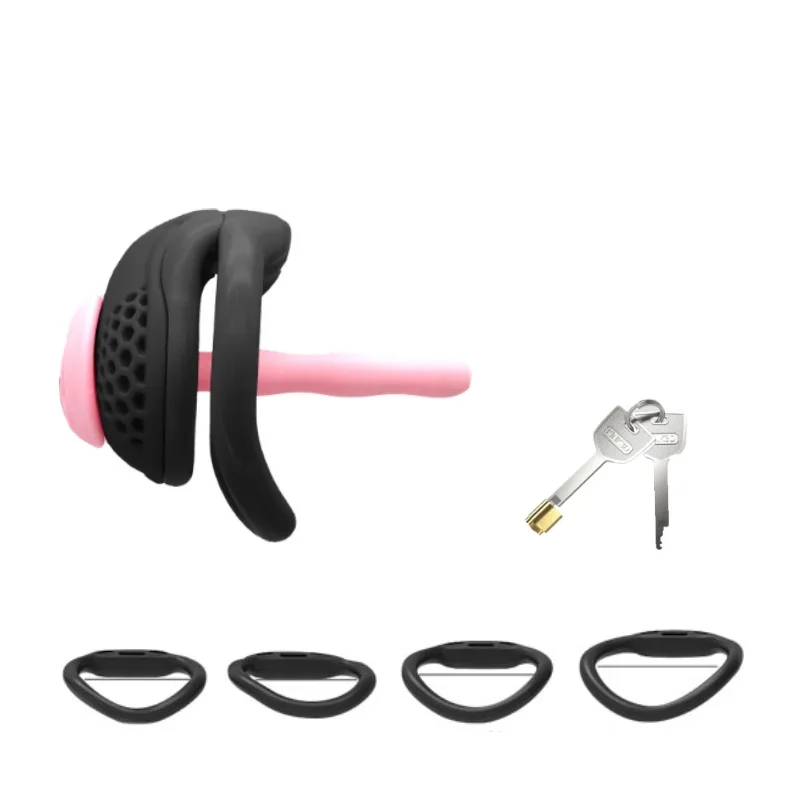 Клетка целомудрия встроенный небольшой замок с катетером сотовый для члена