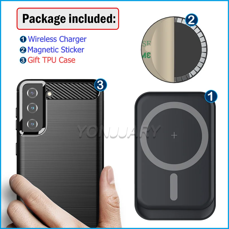 15w qi magnetic car wireless charging stand for samsung galaxy s20 s21 s22 ultra plus 5g fast car charger magnet sticker case free global shipping