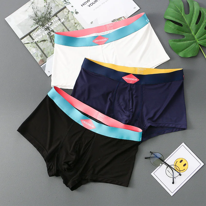 CLEVER-MENMODE 3pcs Modal Panties Boxers Lingerie Men Underwear Sexy Penis Pouch Male Soft Boxershorts High Elastic Underpants