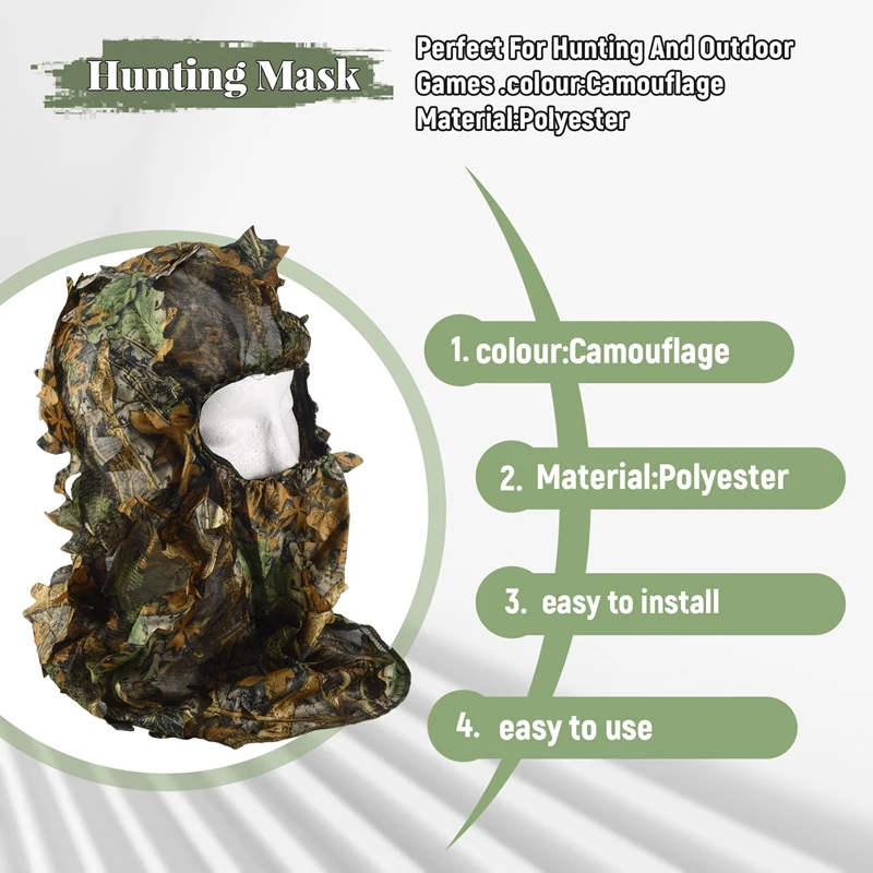 Камуфляжная охотничья 3D маска для лица с капюшоном уличный головной убор охоты и