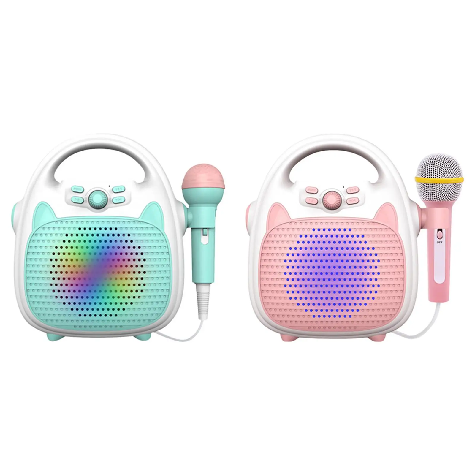 

Bluetooth Kids Karaoke Machine Speaker With 1 Microphone Girls Boys Portable for Birthday Festival Gifts Mics LED Lights TF Card