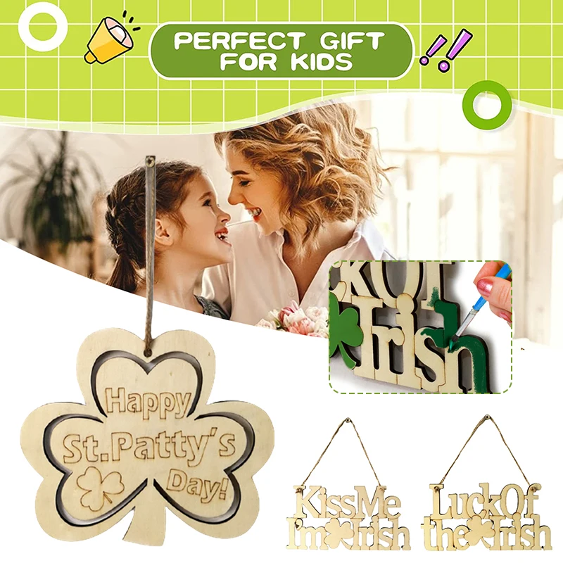 

Простой подвесной орнамент с буквами клевера, персонализированный подвесной знак на дверь в Ирландском стиле «сделай сам» для дома, окна, к...