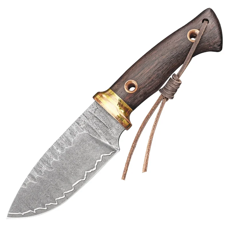 

HX Outdoors Fixed Hunting Knife Wood Handle,9Cr18mov Blade Camping Survival Knives With Leather Sheath Edc Tool Dropshipping