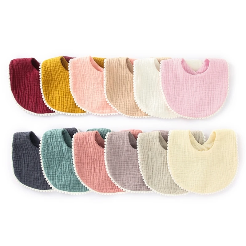 

Детская бандана, Слюнявчики с оборками и кружевной отделкой, однотонное слюнявчик для младенцев, слюнявчик, хлопковая ткань для слюнятия зубов A2UB