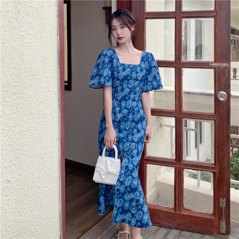 

Hip Wrap Women's Sexy Party Dresses Summer High Street Short Sleeve Slim Fit High Waist 2022 New French Female Split Clothing