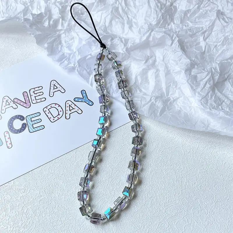 

Original Design Mobile Phone Strap Short Wrist Chain New Beaded Purple Sugar Texture Crystal Mobile Phone Chain Sturdy