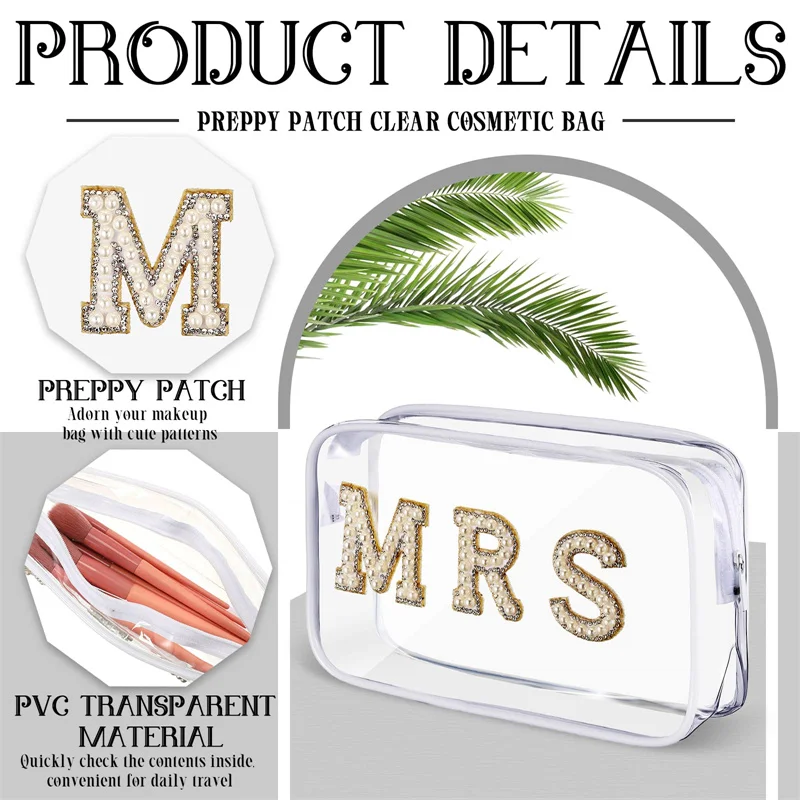 Clear Makeup Mrs Pearl PVC Cosmetics Organizer Travel Case Toiletry Bags Transparent Storage Bag for Women Girls