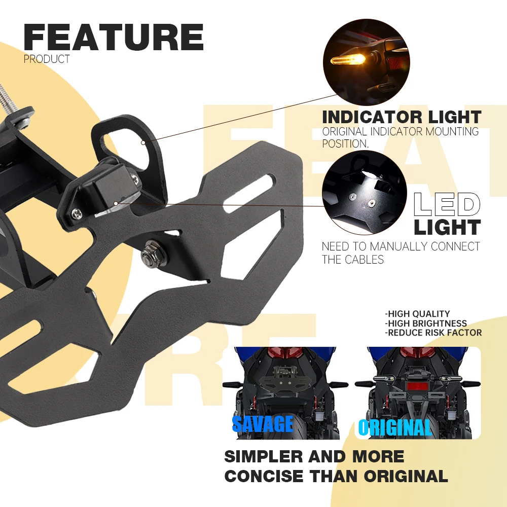 Держатель номерного знака MT09 2021 светодиодная подсветка для YAMAHA MT-09 /SP 2022 2023