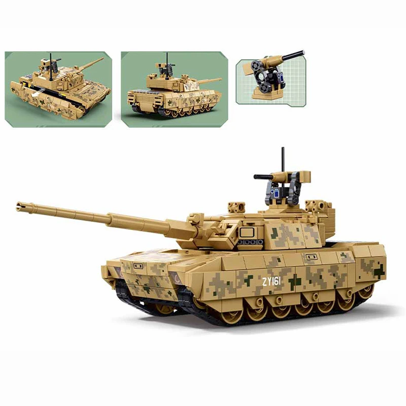 Фото Военная модель танка SLUABN B1616 ZTZ-100 из строительных блоков, детская игрушка и подарок для мальчиков №4