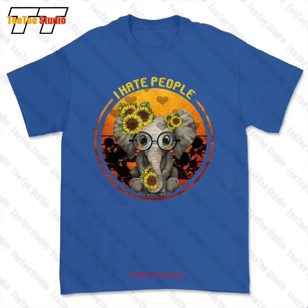 Elephant Sunflower I Hate People T-shirt Tee NK0G