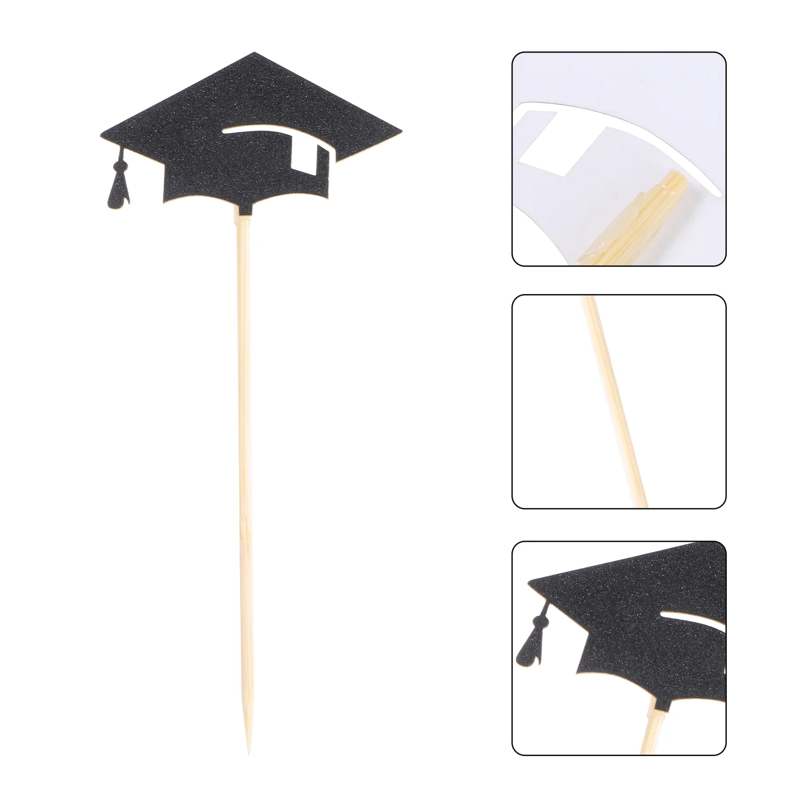

24 Pcs Cocktail Toothpicks Mini Cake Decoration Dessert Table Grad Bamboo Paper Insert Card