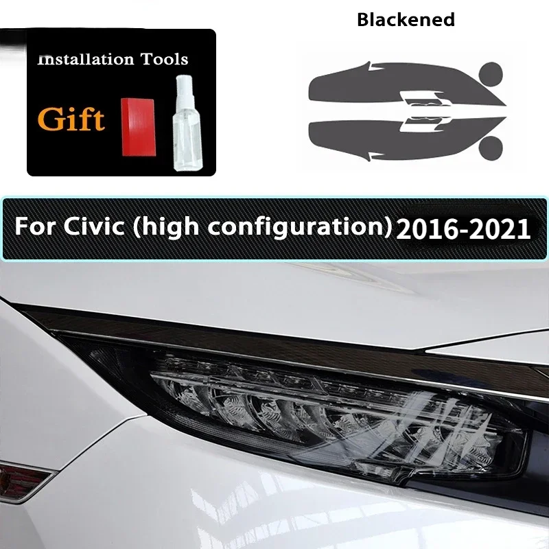 

2 шт., прозрачная защитная пленка из ТПУ для передних фар Honda Civic 10 поколения FC/FK 2016-2021