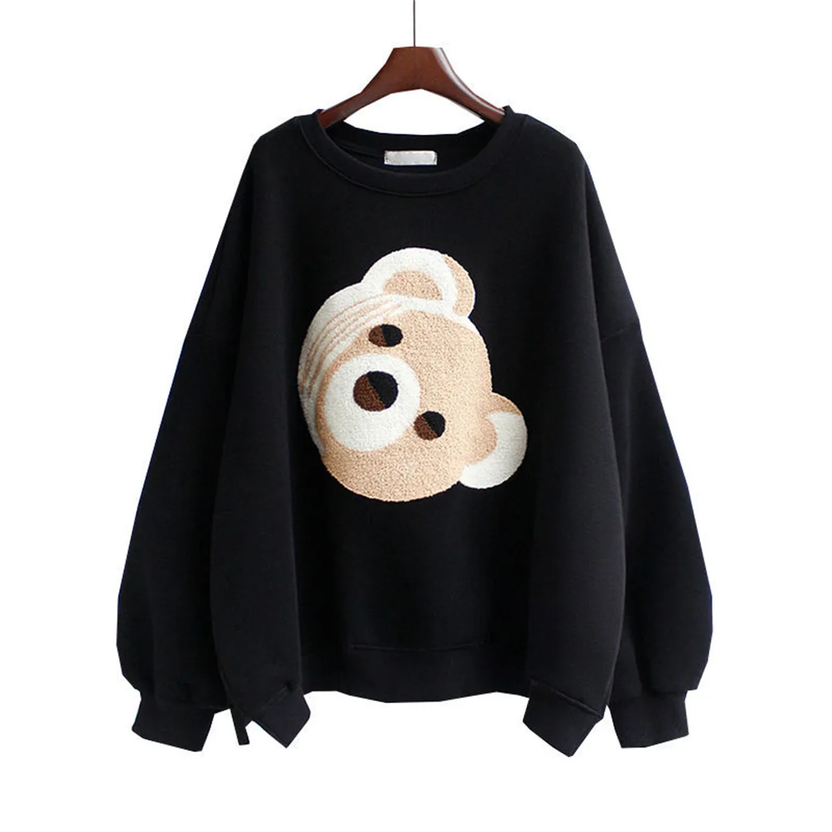 

Black Cool Bear Hoodie Female Autumn Fashion Sweatshirt Women Tops Vintage Oversized Kawaii Pullover Hoodie Streetwear Girl