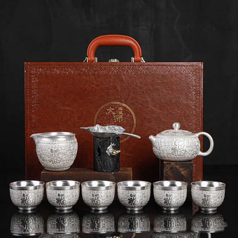 999 посеребренный чайный сервиз в китайском современном стиле высококачественные
