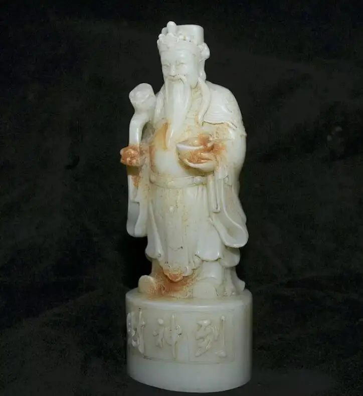 Статуя Бога фэн-шуй из натурального белого нефрита 8 4 дюймов