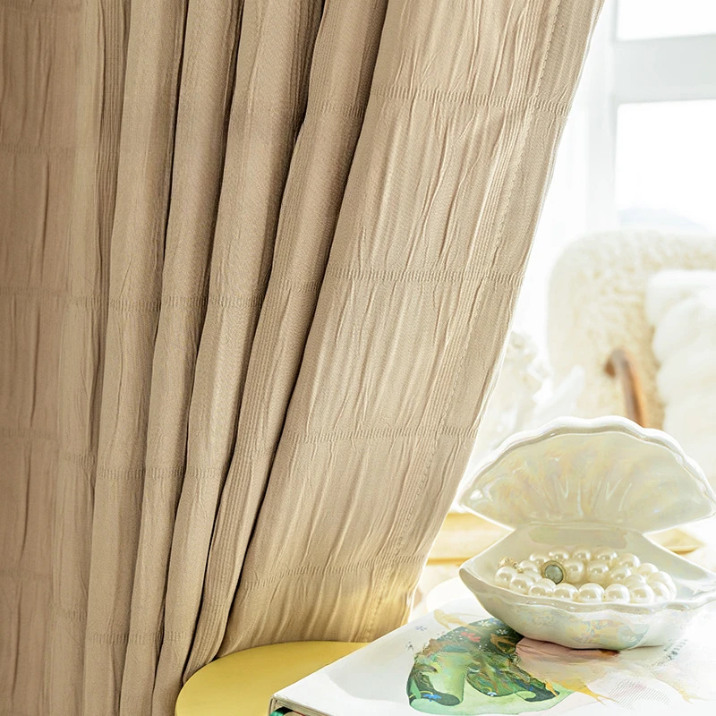 Японские шторы из хлопка и льна для гостиной спальни затемняющие с молочным чаем