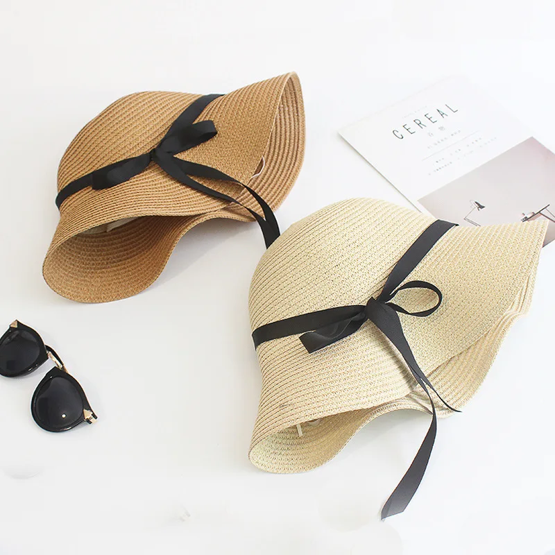 

Simple Foldable Wide Brim Floppy Girls Straw Hat Sun Hat Beach Women Summer Hat UV Protect Casual Travel Cap Sombrero Hombre