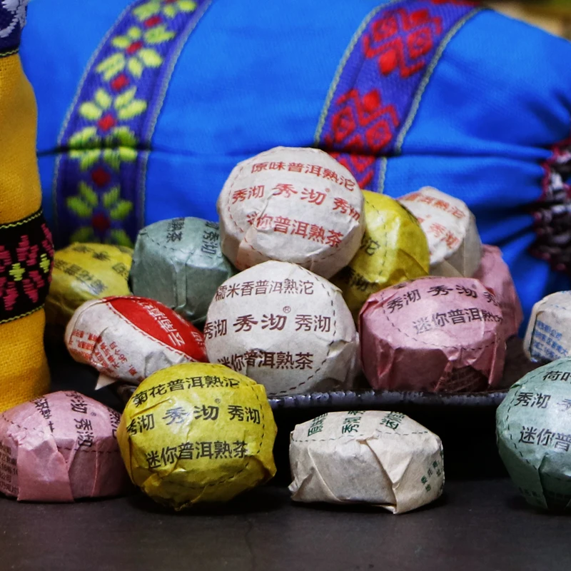 

50pcs 10 Different Flavors 2019 Mini Yunnan Pu-erh Tea Chinese Pu-erh Tea Chai with Gift Bag