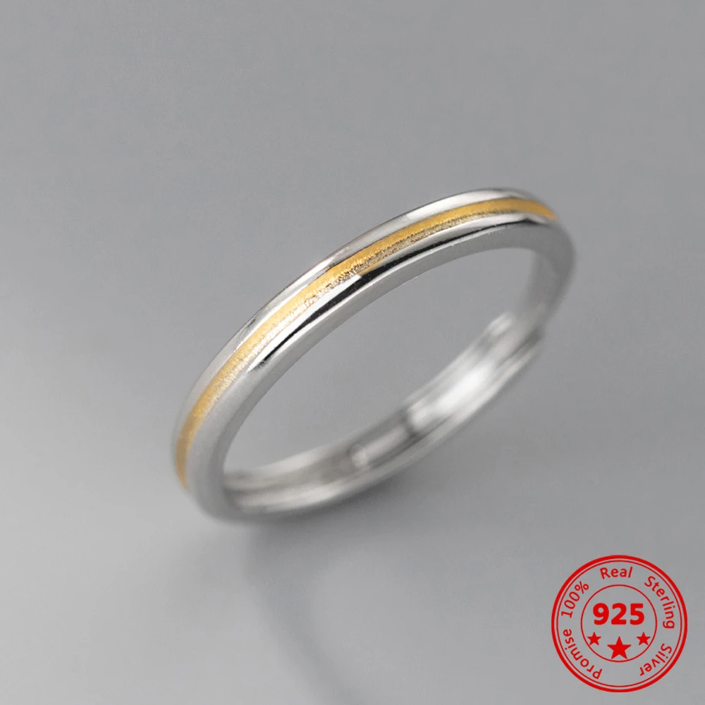 

2023 New 925 Sterling Silver Two-Color Line Opening Ring Ins Wind Lady Finger Ring Engagement Wedding Luxury Fine Jewelry Gift