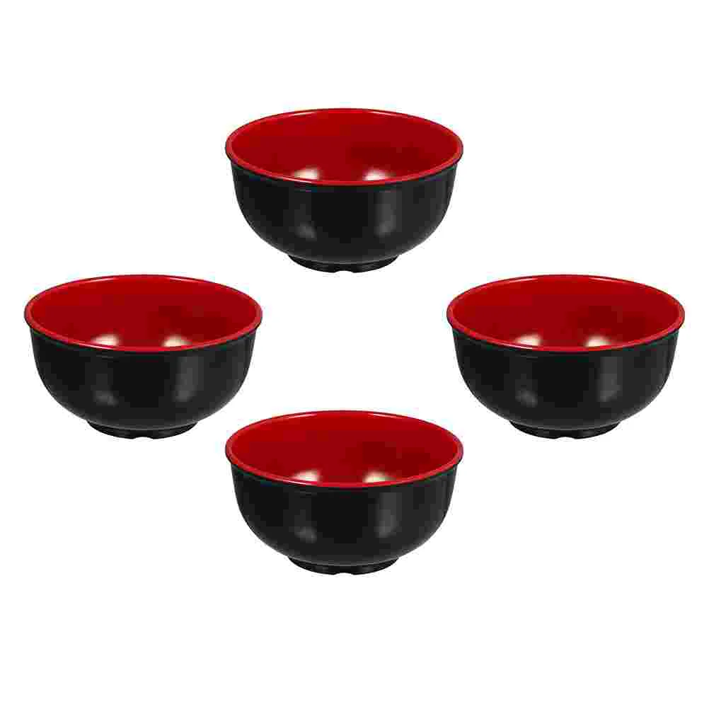

4 Pcs Ramen Bowl Black Pasta Japanese Soup Bowls Hand-Pulled Noodle Dining Salad Bowl Melamine Ceramic Mixing Bowls Child