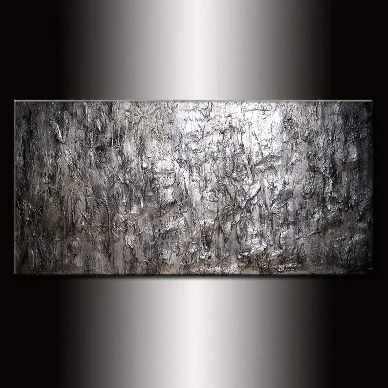 

Abstract Painting, Textured Metallic Silver Wall Art, Painting On Canvas, Abstract Art, Modern Fine Art
